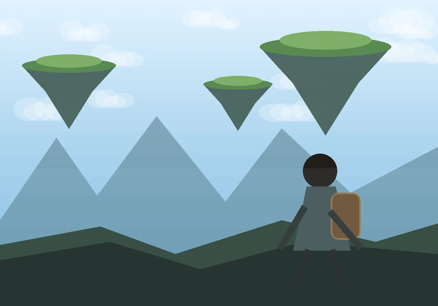 Original game-inspired landscape artwork representing interactive digital experiences